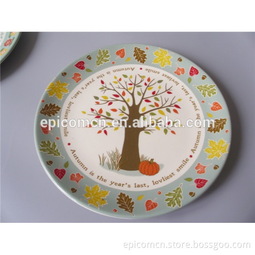 color leaves decoration dinner plate ceramic, porcelain tableware round plate